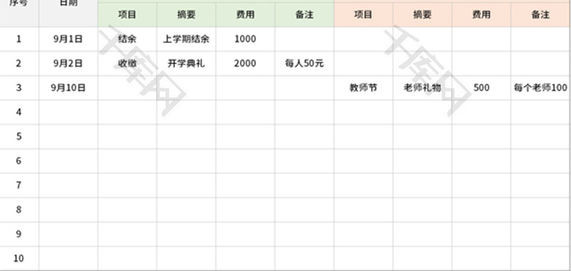 班费收支管理明细表Excel模板