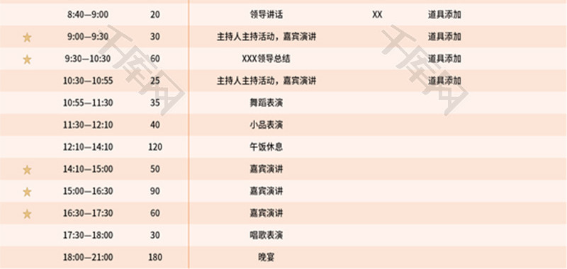 会议活动流程规划表Excel模板