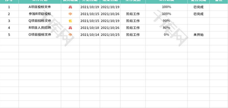 日计划总结Excel模板