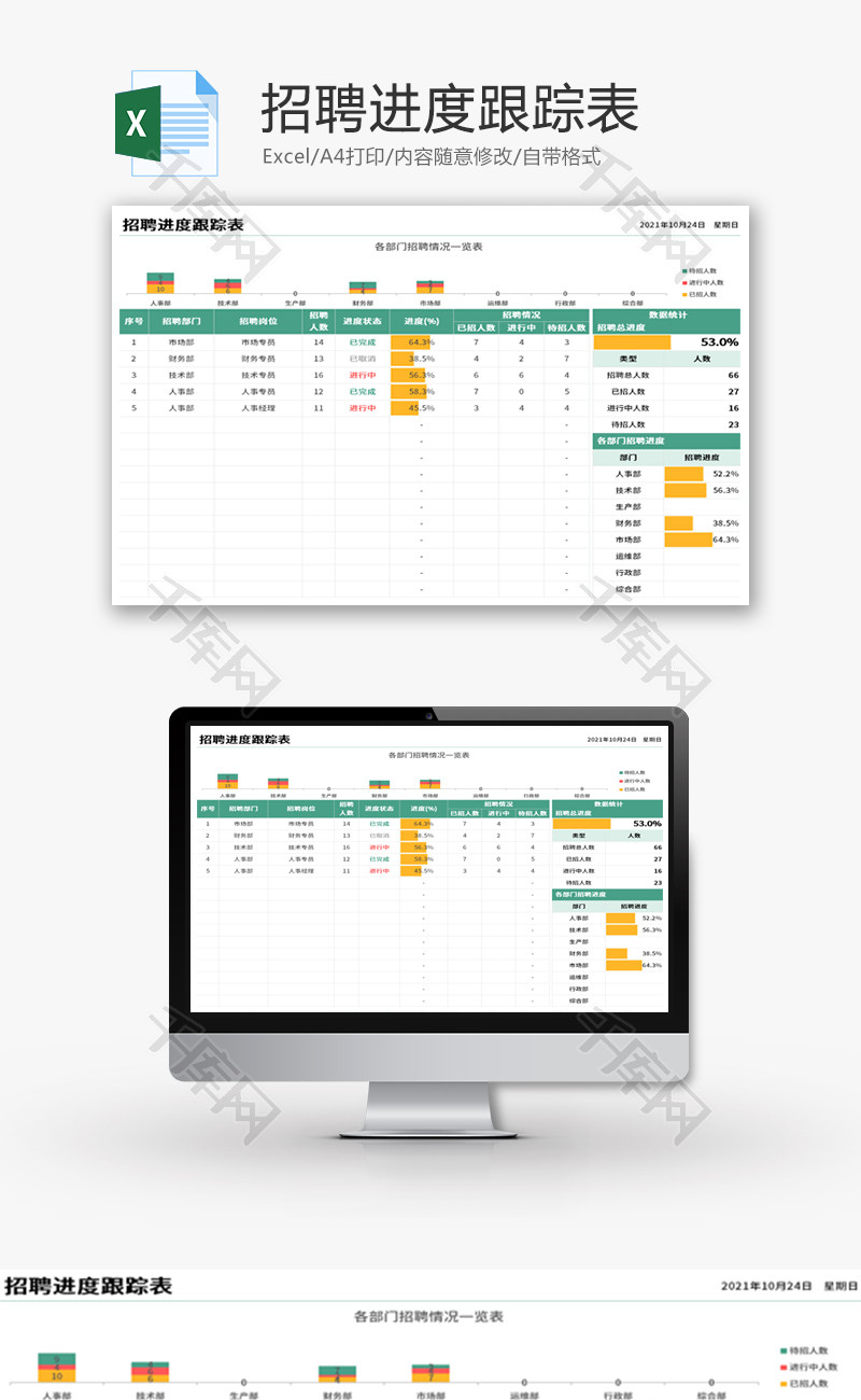 招聘进度跟踪表Excel模板