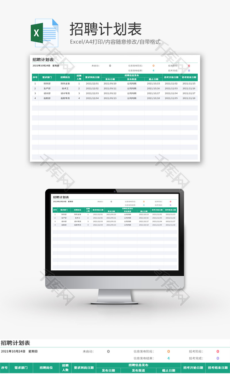 招聘计划表Excel模板