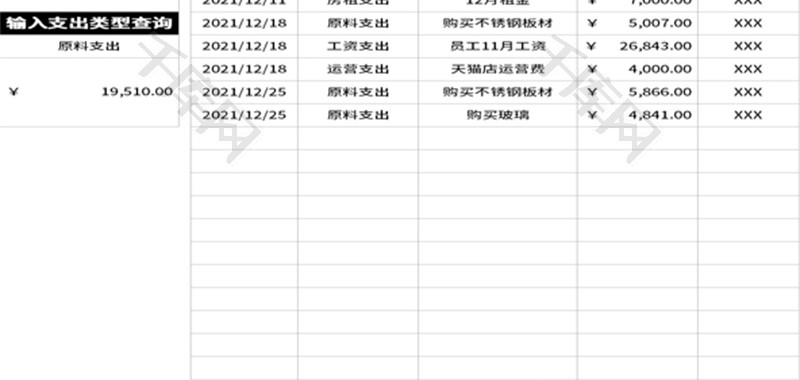 财务支出自动计记账表Excel模板