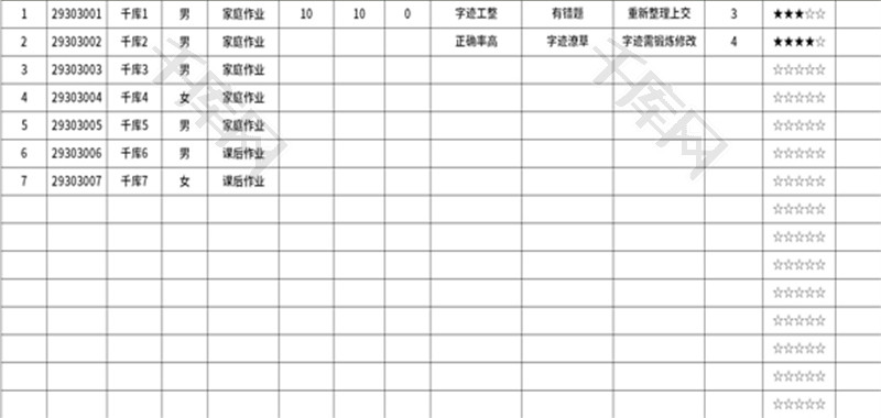 作业检查登记表Excel模板