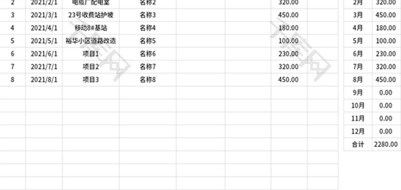 项目销售管理表Excel模板