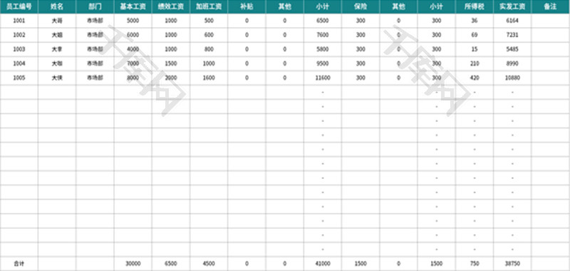 可查询工资表Excel模板