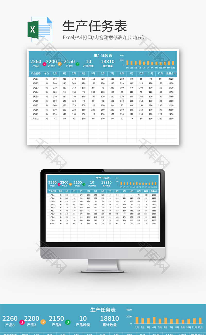 生产任务表Excel模板
