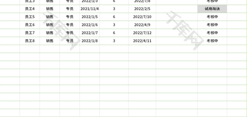 员工试用期信息管理表Excel模板