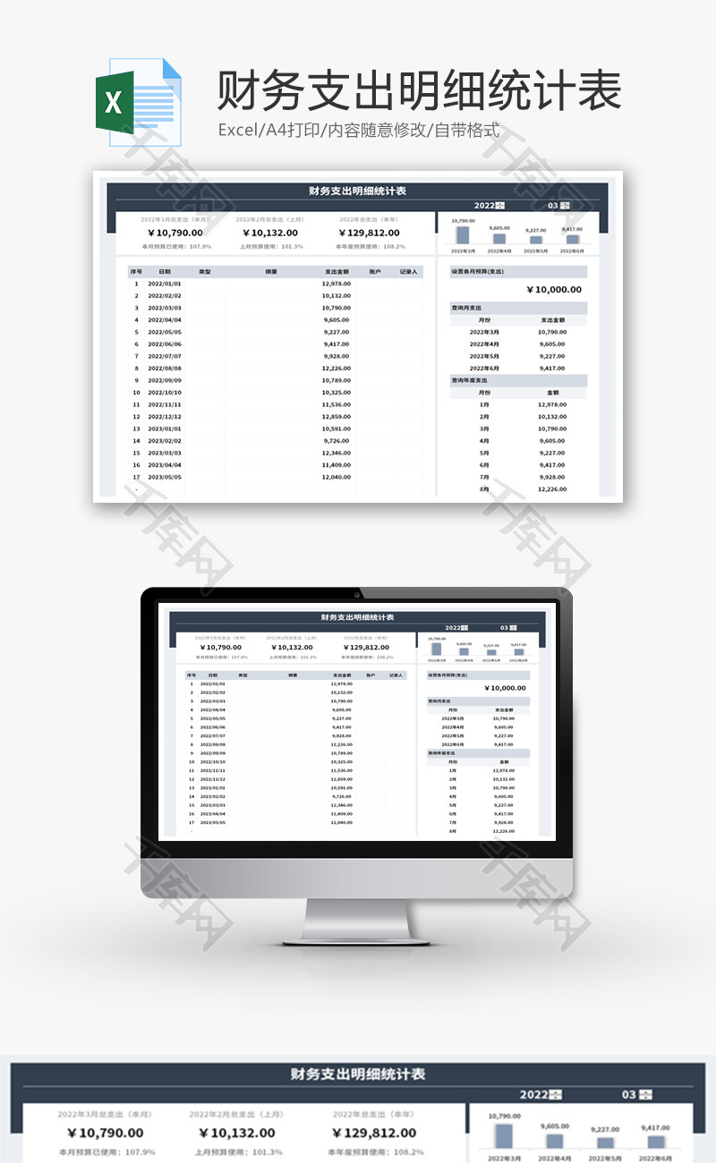 财务支出明细统计表Excel模板