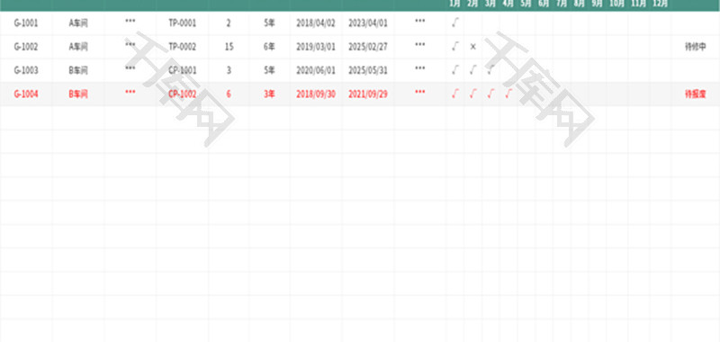 车间固定资产管理台账Excel模板