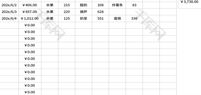 公司下午茶消费支出记账表Excel模板