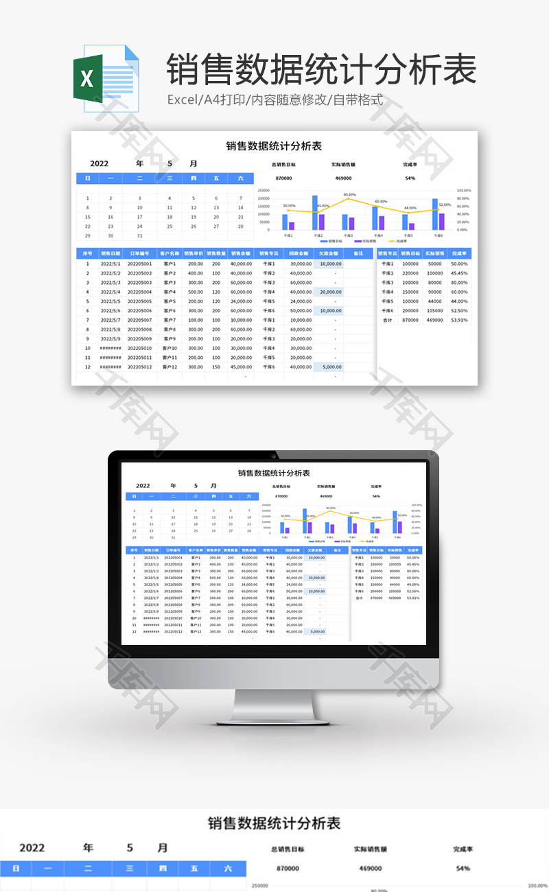 销售数据统计分析表Excel模板