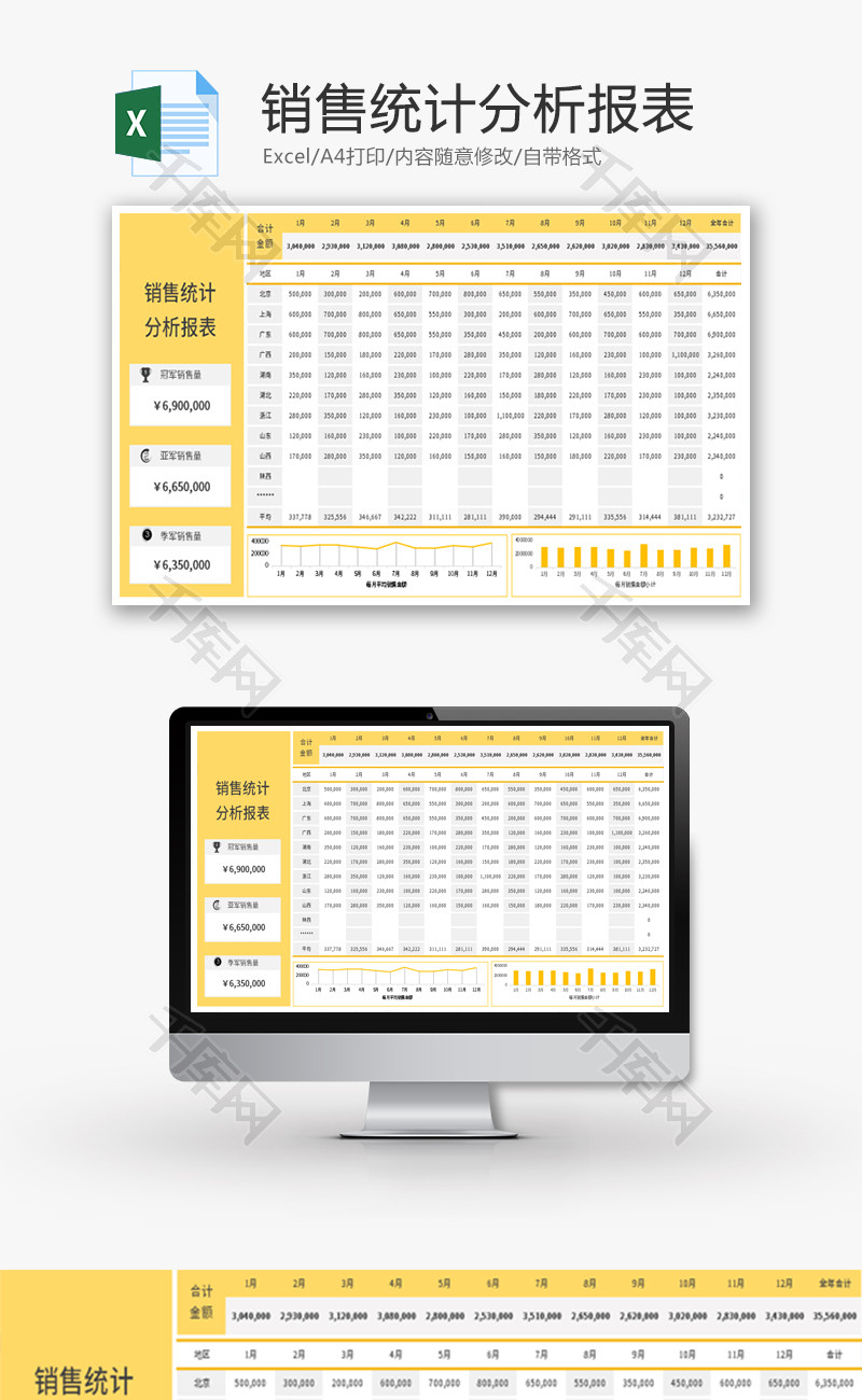 销售统计分析报表Excel模板