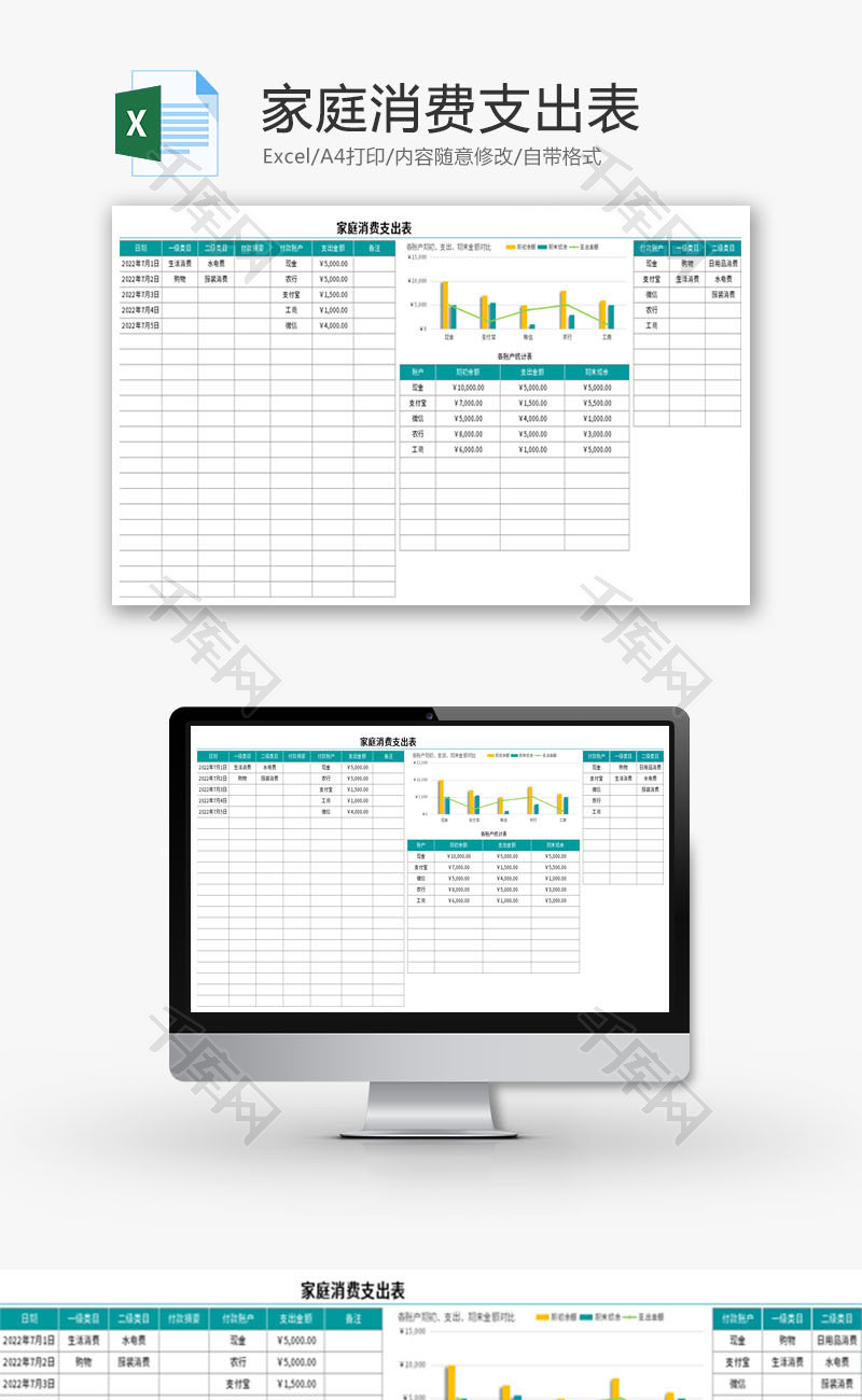 家庭消费支出表Excel模板
