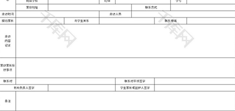 留守儿童安全工作走访记录表Excel模板