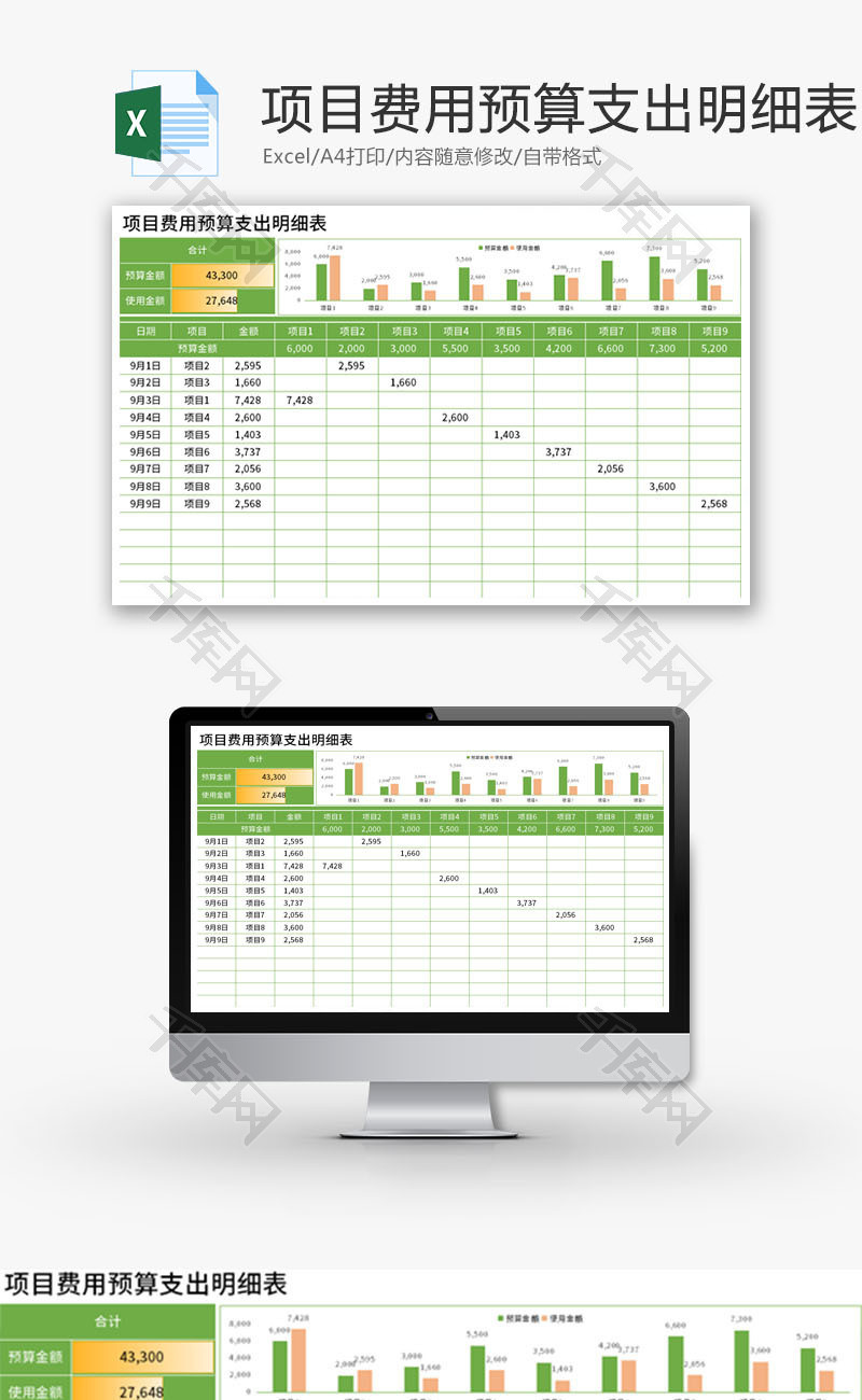 项目费用预算支出明细表Excel模板