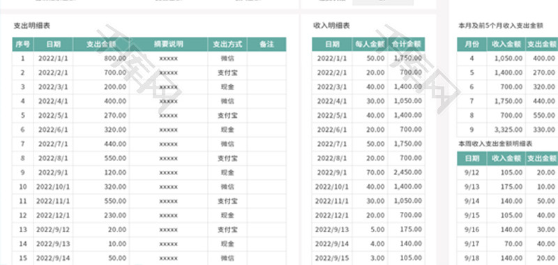 班费收入支出结余明细表Excel模板