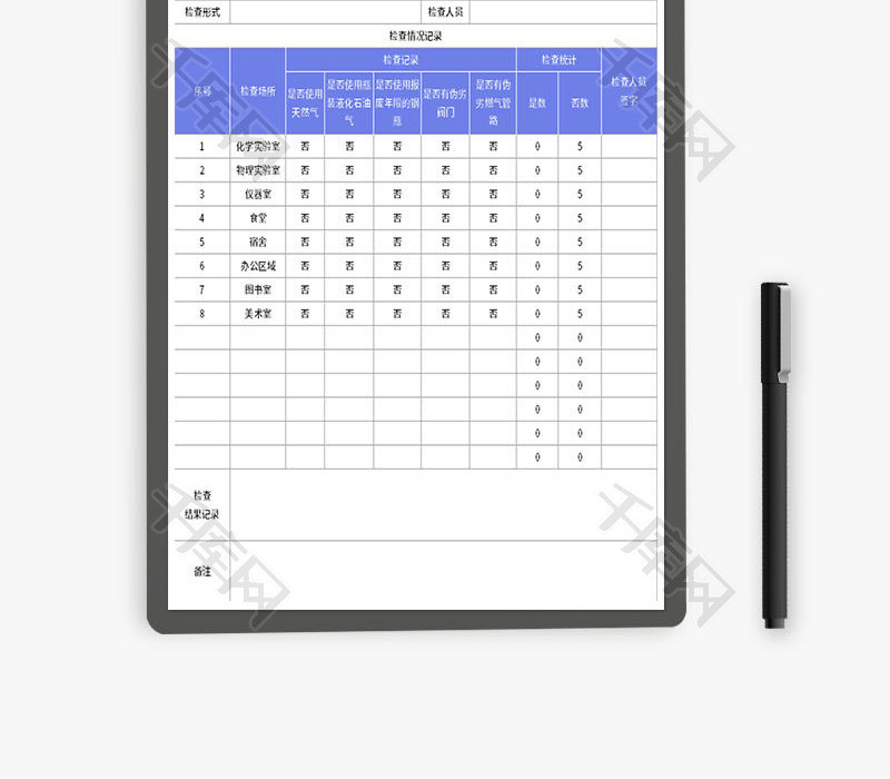 安全检查记录表Excel模板