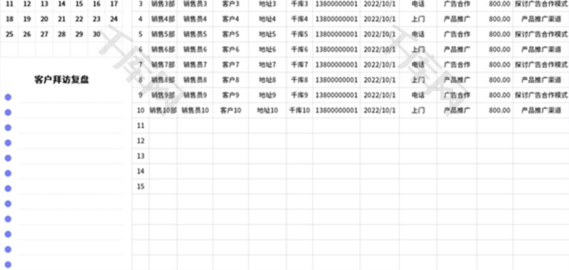 客户拜访统计表Excel模板