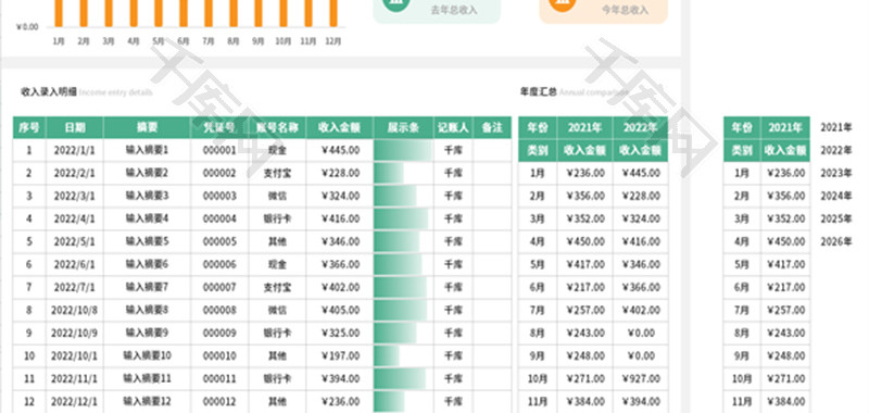 收入管理表Excel模板