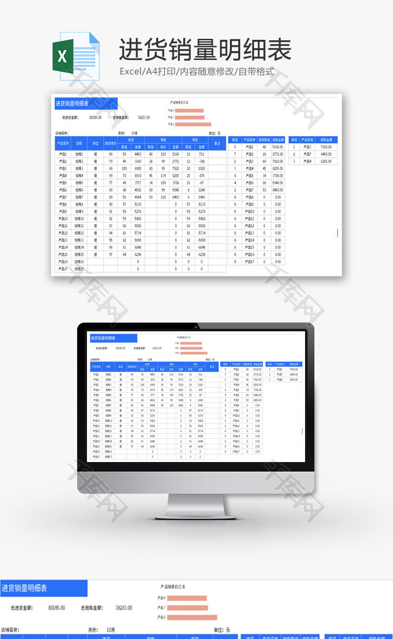 进货销量明细表Excel模板