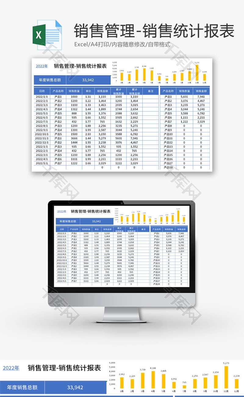 销售统计报表Excel模板