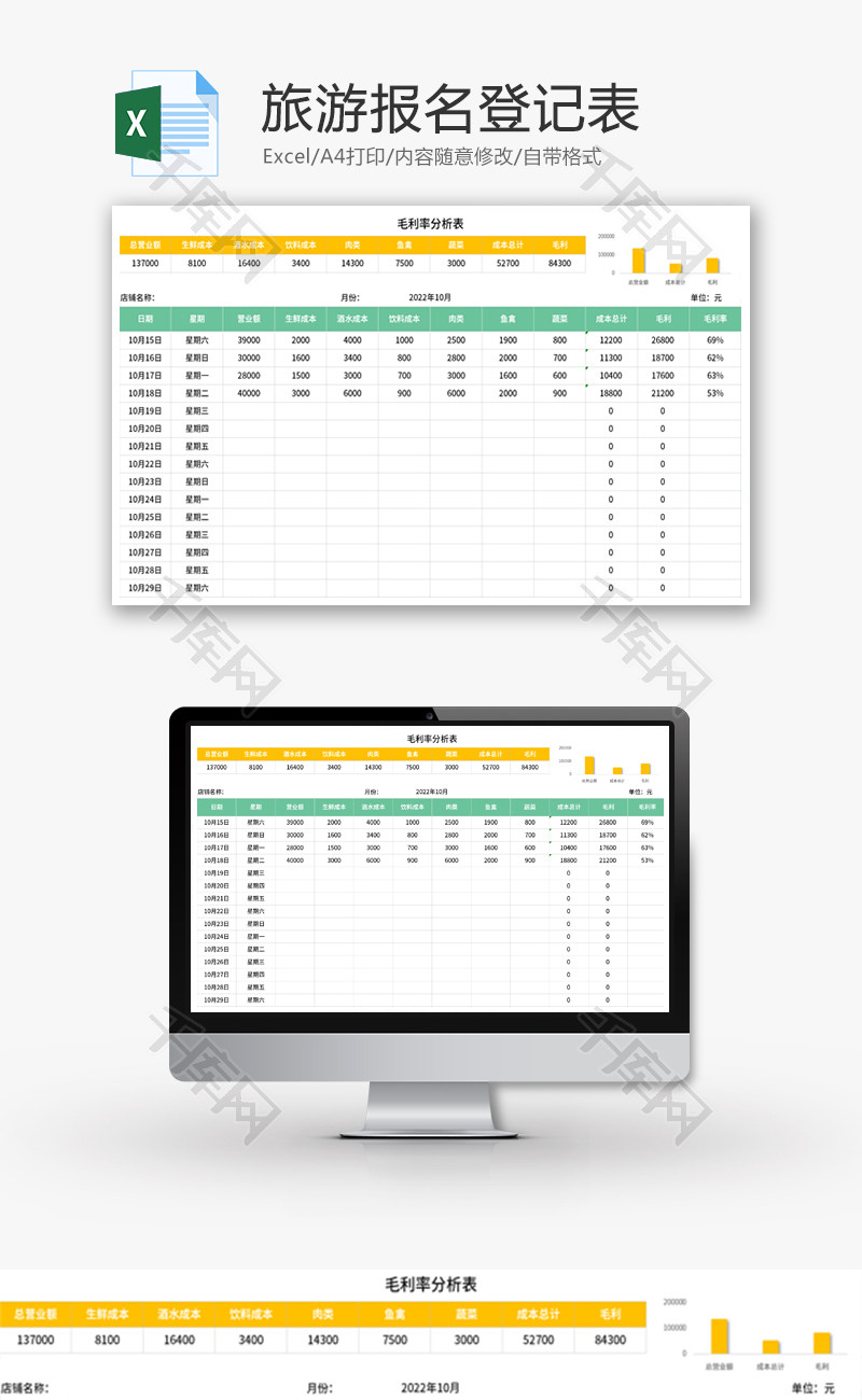 毛利率分析表Excel模板