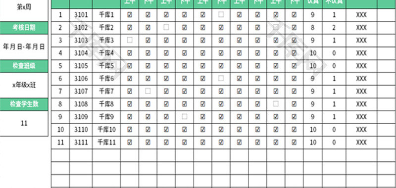 学生眼保检查考核评价表Excel模板