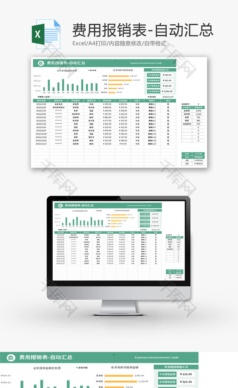 费用报销表Excel模板
