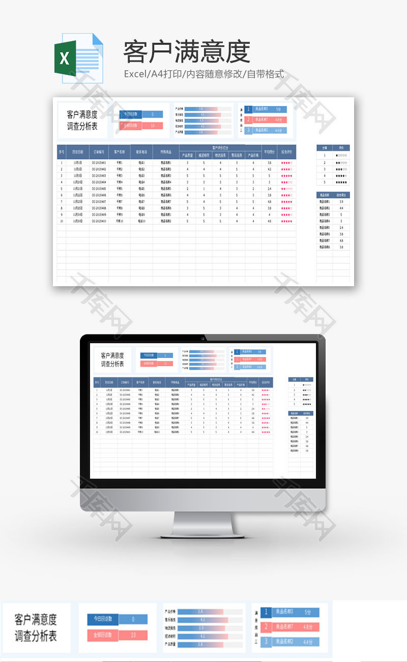 客户满意度Excel模板