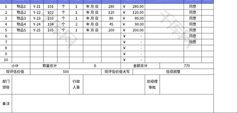 物资报废申请表Excel模板