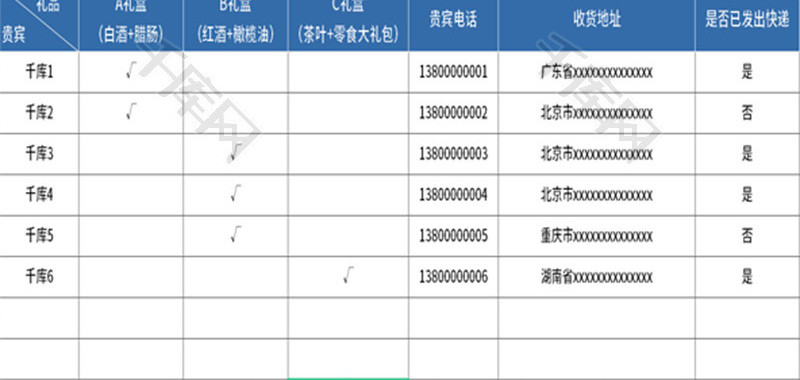 春节送礼计划表Excel模板