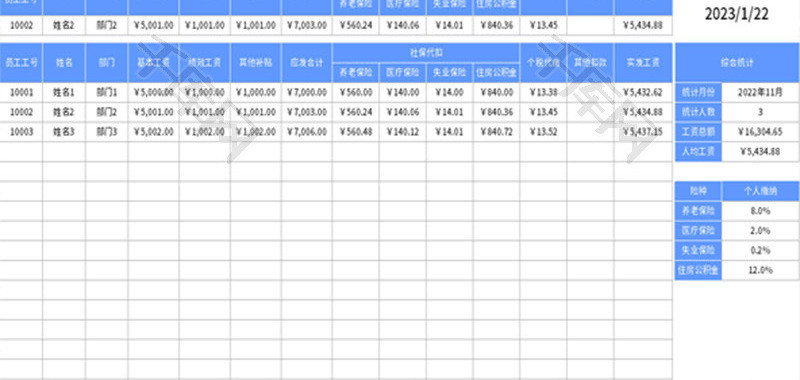 工资计算表Excel模板