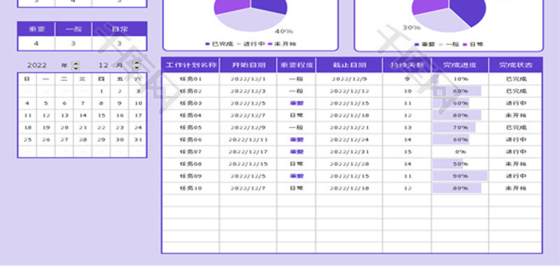 项目进度表Excel模板