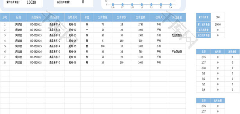 出库登记管理表Excel模板