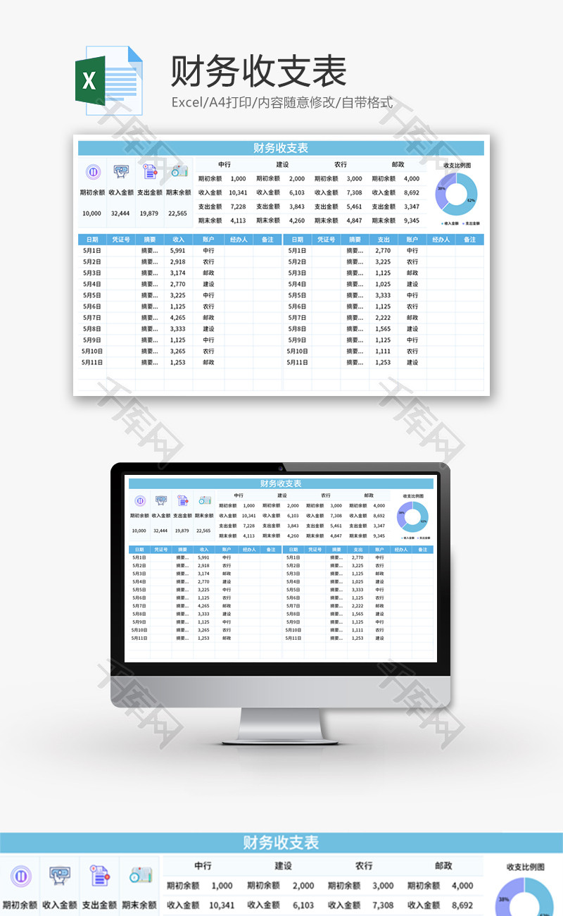 财务收支表Excel模板