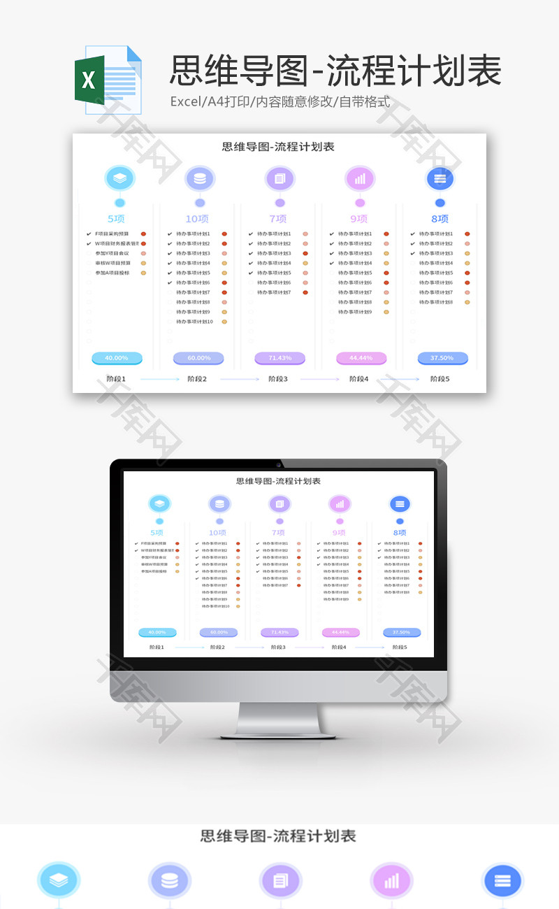 流程计划表Excel模板 免费excel表格模板下载 千库网