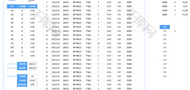 订单管理表Excel模板