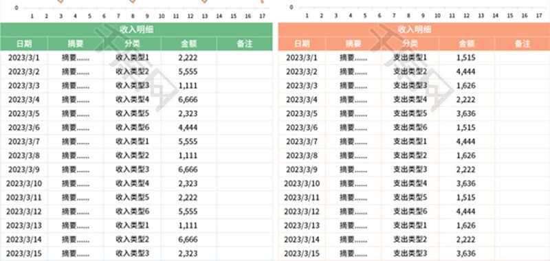 日常收支记账表Excel模板