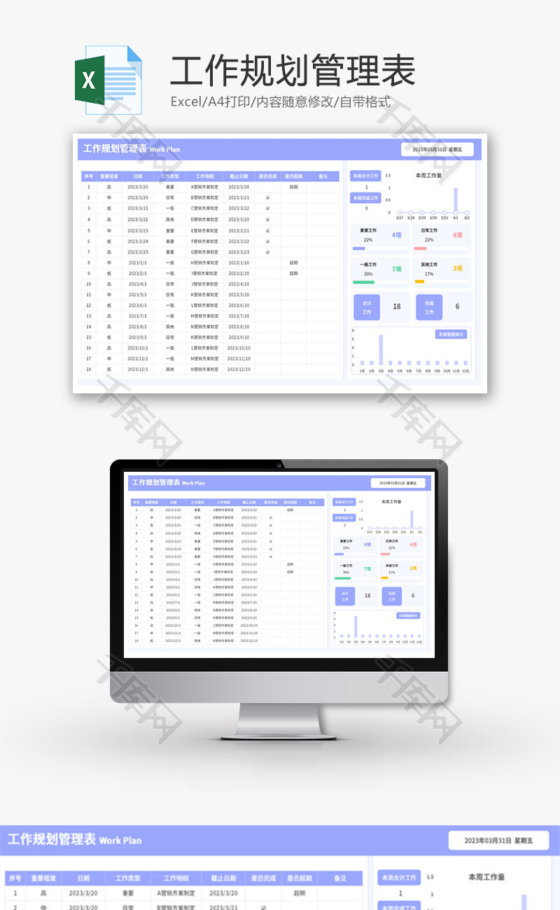 工作规划管理表Excel模板