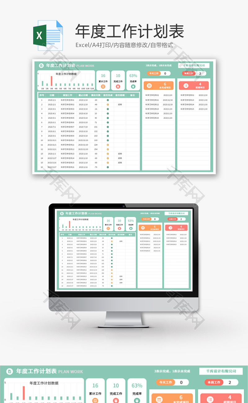 年度工作计划表Excel模板