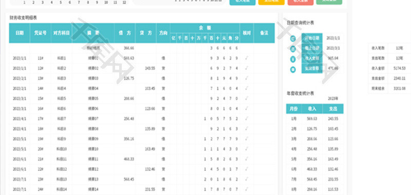 财务日记账统计表Excel模板