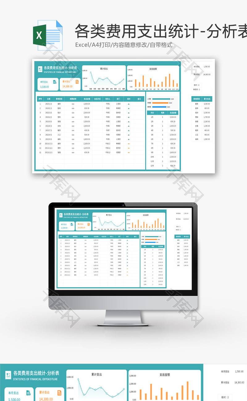 各类费用支出统计Excel模板