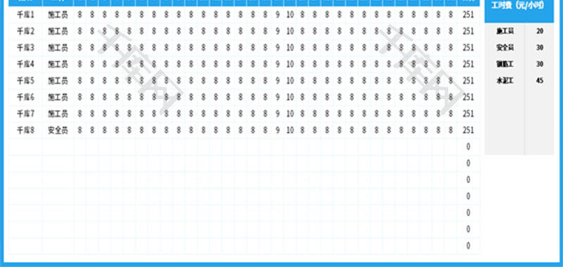 工地工人临时工资统计表Excel模板_千库网(excelID:187276)