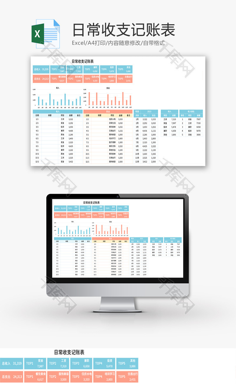 日常收支记账表Excel模板