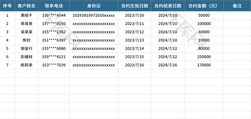 保险销售额统计表Excel模板