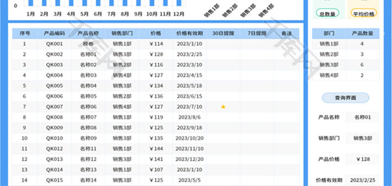 产品价格统计表Excel模板