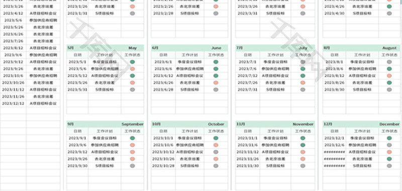 年度工作计划表Excel模板