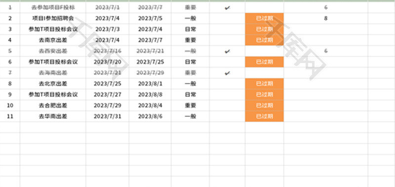 工作计划表Excel模板