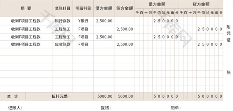 记帐凭证Excel模板