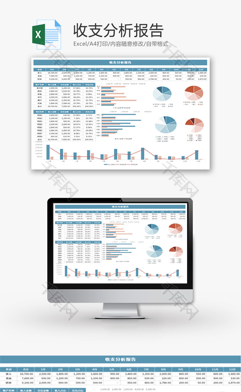 收支分析报告Excel模板